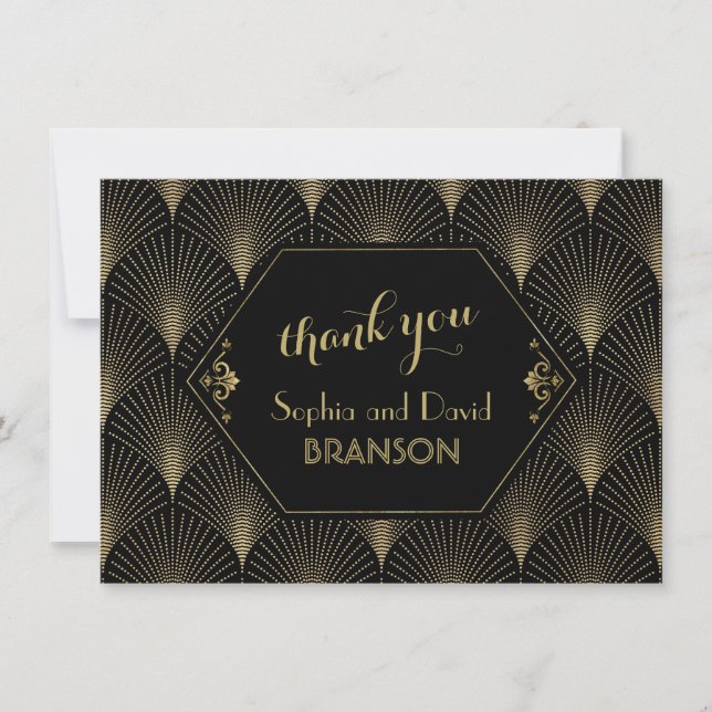 Great Gatsby Vintage Art Deco Wedding THANK YOU (Front)