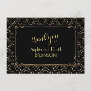 Great Gatsby Vintage Art Deco Wedding THANK YOU Card