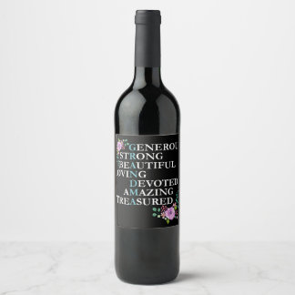 Great gift for Grandma Wine Label with words
