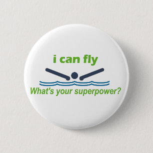 Great gift for the butterfly stroke swimmer! 6 cm round badge