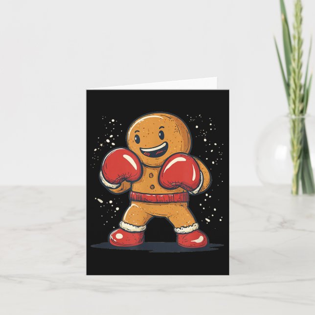 Great Gingerbread Man With Boxing Gloves Outfit  Card (Front)