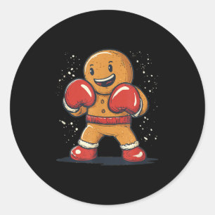 Great Gingerbread Man With Boxing Gloves Outfit  Classic Round Sticker