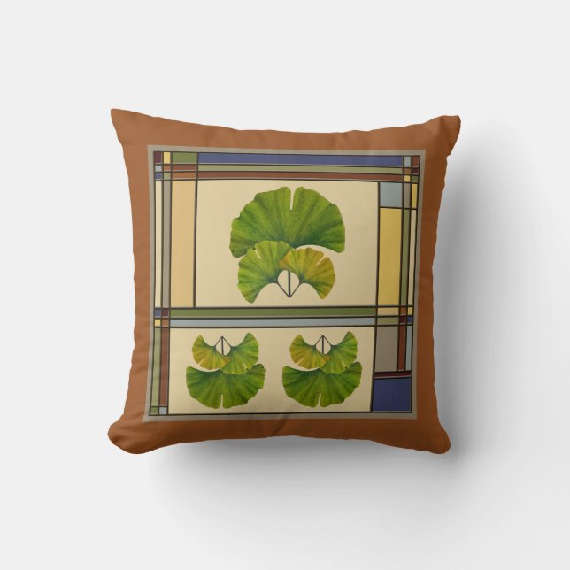 Great Ginkgo Art for Your Arts & Crafts Bungalow Cushion (Front)