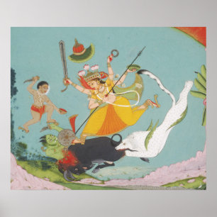 Great Goddess Durga Slaying the Buffalo Demon Poster