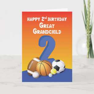 Great Grandchild, Boy 2nd Birthday Sports Balls Card