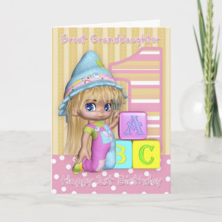 Great Granddaughter 1st Birthday Card