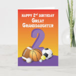 Great Granddaughter 2nd Birthday Sports Balls Card<br><div class="desc">At a very young age you have seen your great granddaughter enjoy watching and playing with things related to sports. So why not give her this sports related card to greet her on her 2nd birthday?</div>