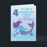 Great Granddaughter 4th Birthday Sparkly Look Card<br><div class="desc">When you are thinking what to give a dearest great granddaughter on her 4th birthday, then you should highly consider this one. You know that she is fond of mermaids and this card has a colourful one on the cover. This card will never fail you and will surely thrill your...</div>