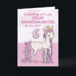 Great Granddaughter 6th Birthday Pink Horse Card<br><div class="desc">A sweet pink pony just like your great granddaughter is prancing with the number six! Gold looking details are woven in her mane and tail. Perfect card to wish your great granddaughter her 6th birthday!
(Digitally rendered golden looking colour)</div>