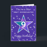 Great Granddaughter 9th Birthday Shining Star Card<br><div class="desc">Make her feel extra special on her 9th birthday with a design that’s full of light and love. A watercolor star sparkles with joyful shades of blue, purple, green, and pink, centred on a soft periwinkle background. Surrounded by smaller textured stars, this sweet and artistic layout celebrates the wonder and...</div>
