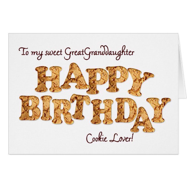 Great Granddaughter, a card for a cookie lover (Front Horizontal)