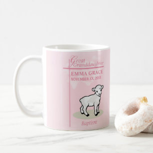 Great Granddaughter Baptism Pink Girl Lamb Coffee Mug