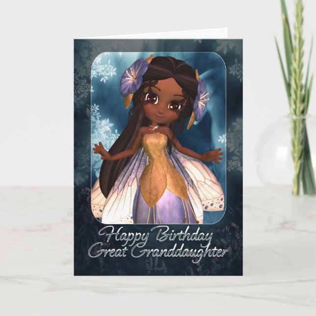 Great Granddaughter Birthday Card - Cute Blue Fair (Front)