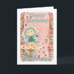 great granddaughter birthday card with cute little<br><div class="desc">great granddaughter birthday card with cute little elf on mushroom</div>
