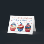 Great Granddaughter Birthday on 4th of July Card<br><div class="desc">Send a sparkle-filled birthday wish to your great granddaughter with this joyful 4th of July card! Featuring three whimsical cupcakes in patriotic red, white, and blue, each topped with stars and frosted in celebration, the hand-drawn artwork captures the fun of summer festivities. The front reads "Born to Sparkle, " making...</div>