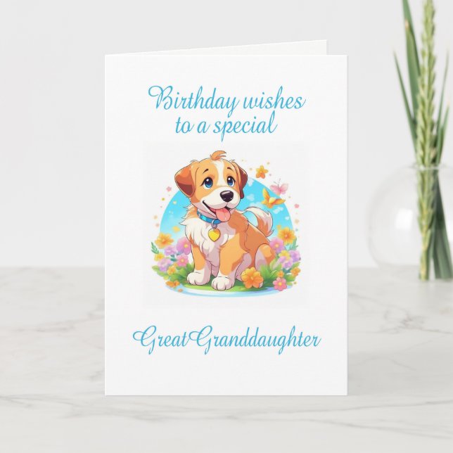 Great Granddaughter Birthday Puppy Dog  Card (Front)