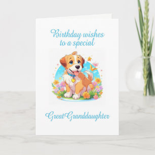 Great Granddaughter Birthday Puppy Dog  Card