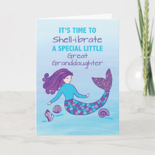Great Granddaughter Birthday Sparkly Look Mermaid Card