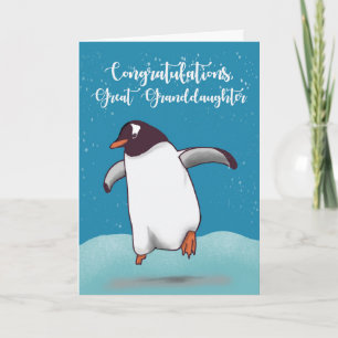 Great Granddaughter Congratulations Penguin Jumpin Card