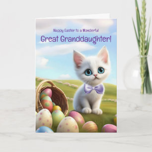 Great Granddaughter Cute Easter with Kitten  Card