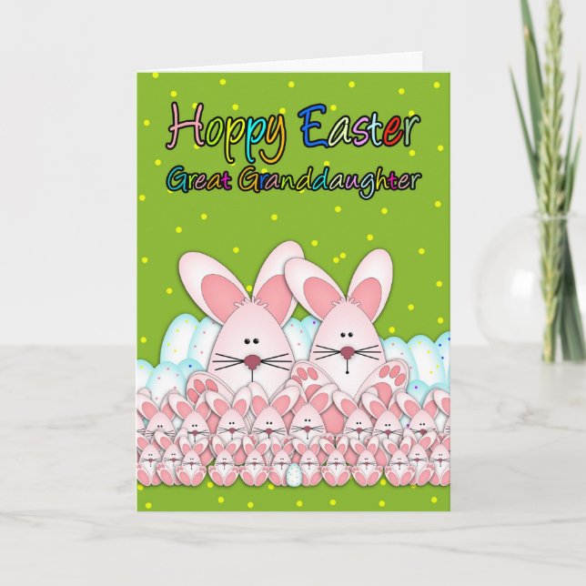 Great Granddaughter Easter Card With Easter Bunnie (Front)