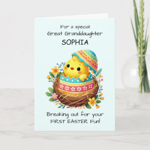 Great Granddaughter First Easter Chick Breaking Card