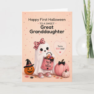 Great Granddaughter First Halloween Cute Ghost Card