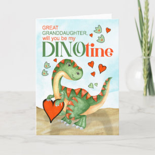 Great Granddaughter Funny T-Rex Dinosaur DINOtine Holiday Card