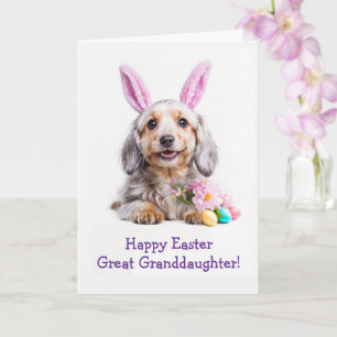 Great Granddaughter Happy Easter with Cute Puppy Card