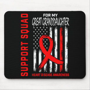Great Granddaughter Heart Disease Awareness Flag B Mouse Pad