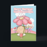 Great Granddaughter Little Garden Fairy Card<br><div class="desc">A sweet little Garden Fairy with her big umbrella pink daisy and lots of little flowers in the background,  a sweet little graphic that will bring a smile to any fairy lovers face. Original Graphics Primsy Doddles@etsy.com</div>