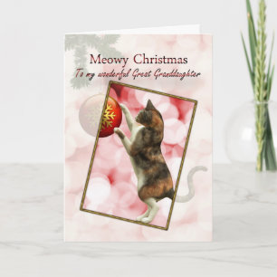 Great Granddaughter, Meowy Christmas Holiday Card