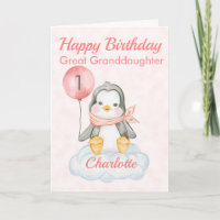 Great Granddaughter Penguin Happy 1st Birthday