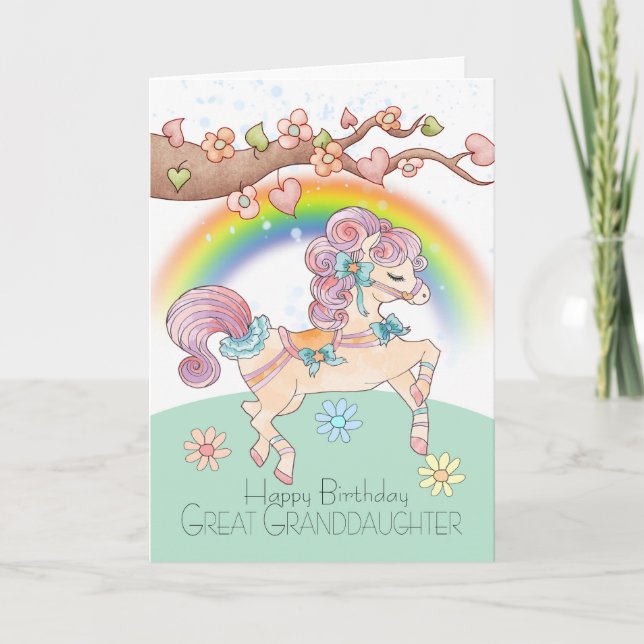 Great Granddaughter Pony Greeting Card (Front)