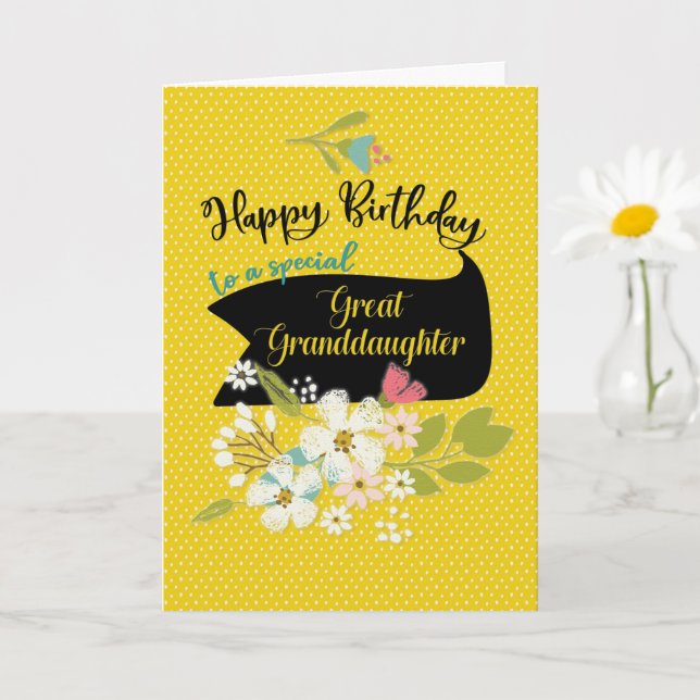 Great Granddaughter Pretty Birthday Wishes Card (Small Plant)