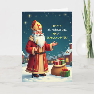 Great Granddaughter St Nicholas Day Smiles Wishes Card
