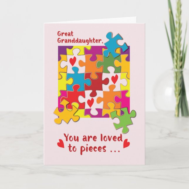 Great Granddaughter Valentine Puzzle Love to Piece Card (Front)