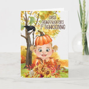 Great Granddaughter's 1st Thanksgiving Baby Girl Holiday Card
