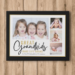 Great Grandkids Make Life Grand 4 Photo Collage Faux Canvas Print<br><div class="desc">A modern photo collage gift for grandparents with a sentimental quote "Grandkids make life grand".Personalise with 4 pictures and grandchildren names to make it a memorable gift for Christmas mother's day, grandparents's day,  and birthday..</div>