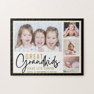 Great Grandkids Make Life Grand 4 Photo Collage Jigsaw Puzzle