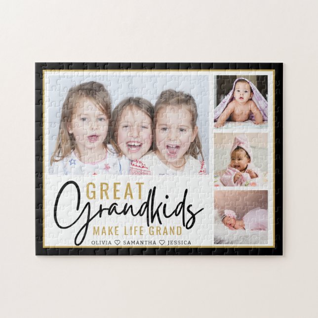 Great Grandkids Make Life Grand 4 Photo Collage Jigsaw Puzzle (Horizontal)