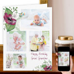 Great Grandma 4 Photo Magenta Anemone Birthday Card<br><div class="desc">Create your own photo birthday card with four of your favorite pictures for your great grandma. The photo template is set up for you to add your photos, which are displayed in landscape and square instagram format. This watercolor floral design features magenta anemones, white flowers and green foliage. The wording...</div>