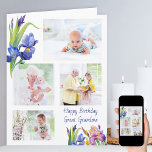 Great Grandma 4 Photo Spring Flowers Birthday Card<br><div class="desc">Create your own photo birthday card with four of your favourite pictures for your great grandma. The photo template is set up for you to add your photos, which are displayed in landscape and square instagram format. This floral design features watercolor spring flowers, iris and crocus, in shades of blue...</div>