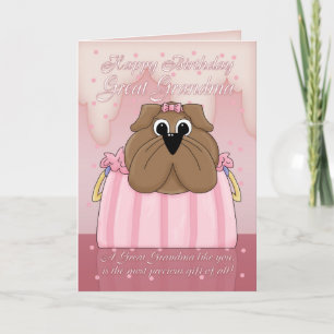 Great Grandma Birthday Card - Cute Bulldog In A Pu
