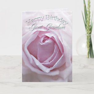 Great-Grandma, Birthday card with a pink rose