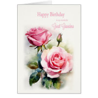 Great Grandma Birthday Roses Painted Watercolor 