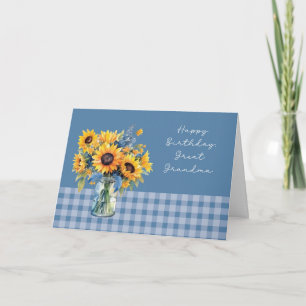 Great Grandma Birthday Sunflowers in Mason Jar Card