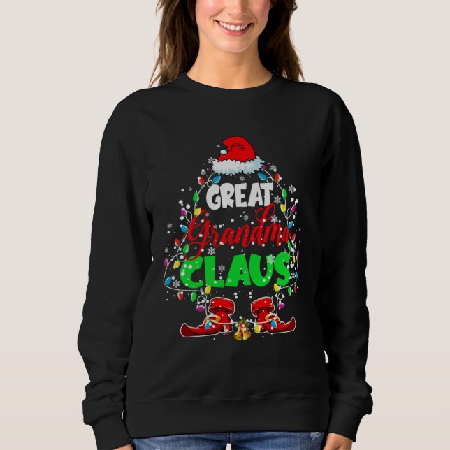 Great Grandma Claus Christmas Tree Xmas Lights San Sweatshirt (Front)