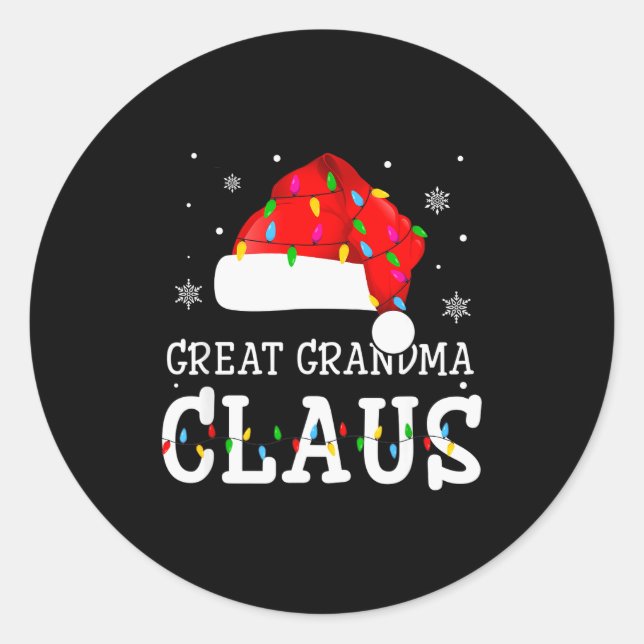 Great Grandma Claus Cool Holiday Matching Pajamas  Classic Round Sticker (Front)