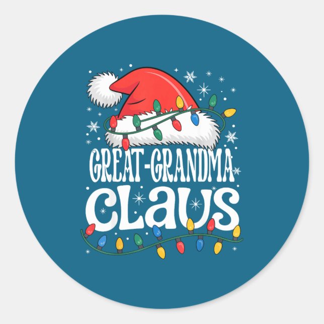 Great-grandma Claus Funny Xmas Christmas Grandma H Classic Round Sticker (Front)